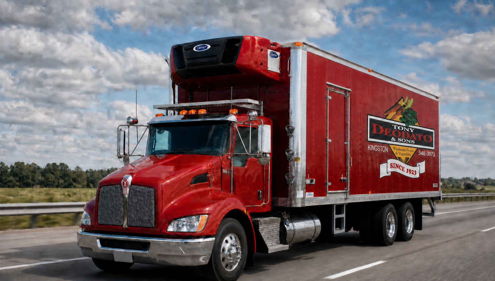 Tony Deodato & Sons refrigerated truck travelling on an Ontario highway
